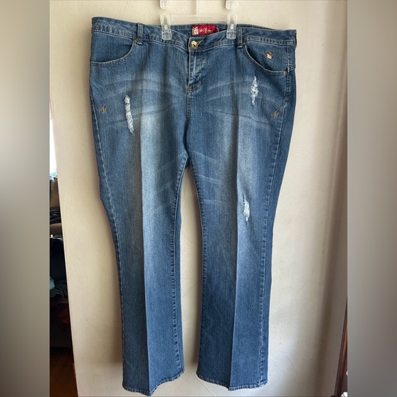 Apple‎ Bottom Women’s Size 20 Embroidered Wide Leg Denim Jeans 32” Inseam Y2K - Picture 2 of 10